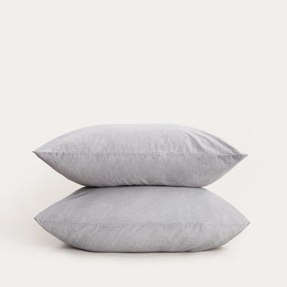 Set of Two GOSSY Cotton Pillowcases in Dyed Grey 70x80 cm