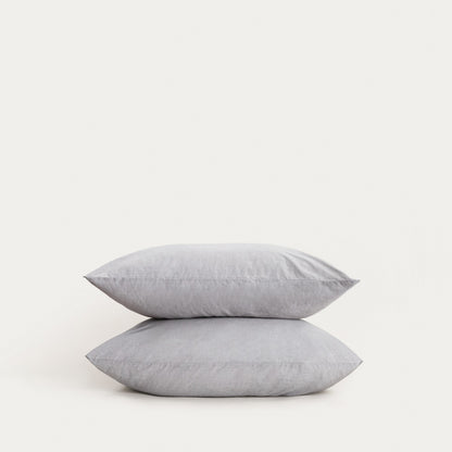 Set of Two GOSSY Cotton Pillowcases in Dyed Grey Threads 50x60 cm