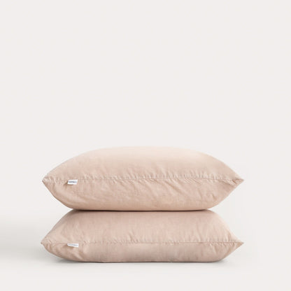 Set of Two GOSSY Cotton Pillowcases in Dyed Beige Threads 70x80 cm