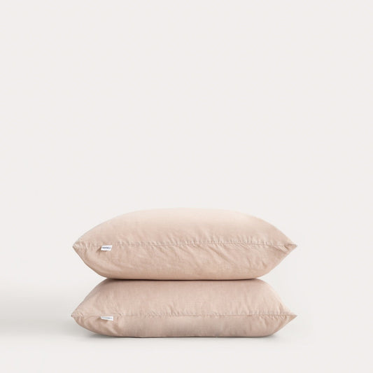 Set of Two GOSSY Cotton Pillowcases in Dyed Beige Threads