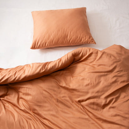 AVELIA Dark Beige Viscose-Blend Satin Bedding Set 220x200 + 2x70x80 cm