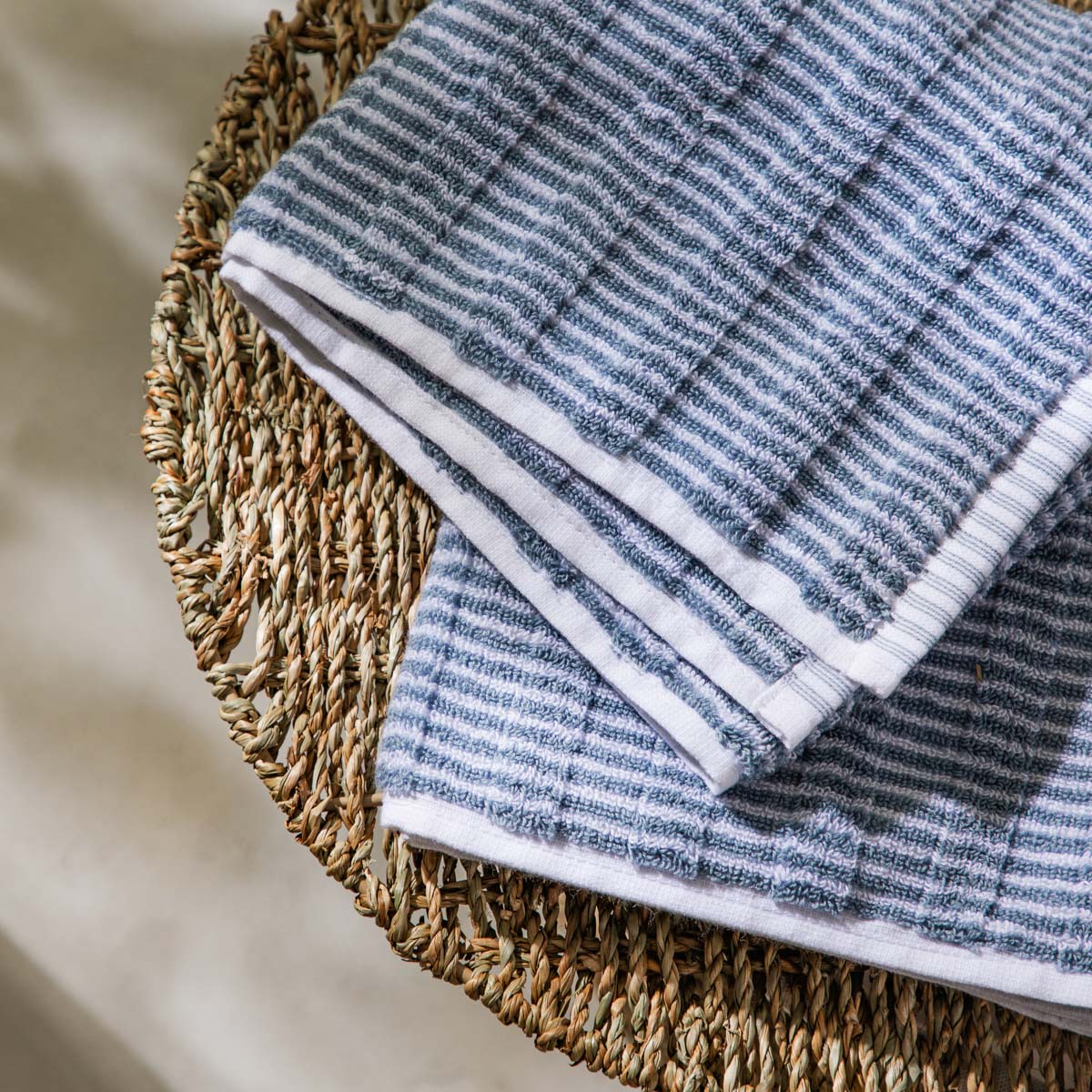 TIRAS Blue Striped Towel 50x90 cm - Soft Cotton, Quick Dry