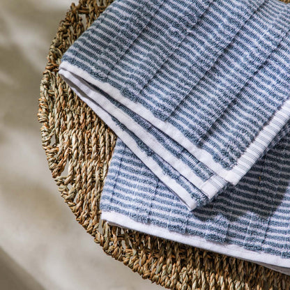 TIRAS Blue Striped Towel 50x90 cm - Soft Cotton, Quick Dry
