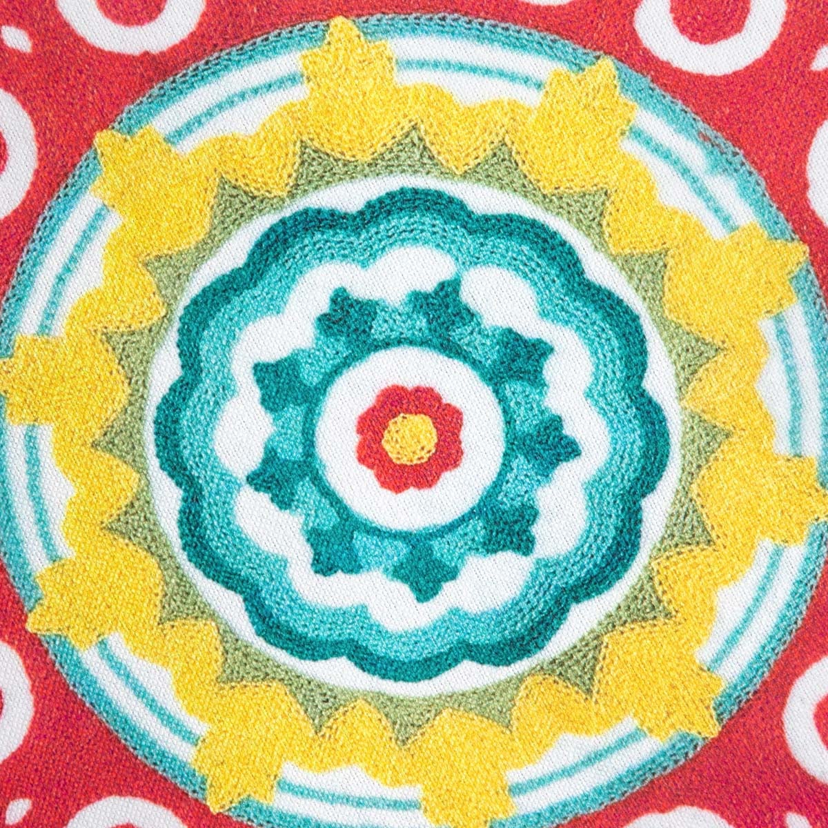 Poduszka CONSUELA Decorative Pillow with Colorful Floral Pattern and Pom-Poms 45cm