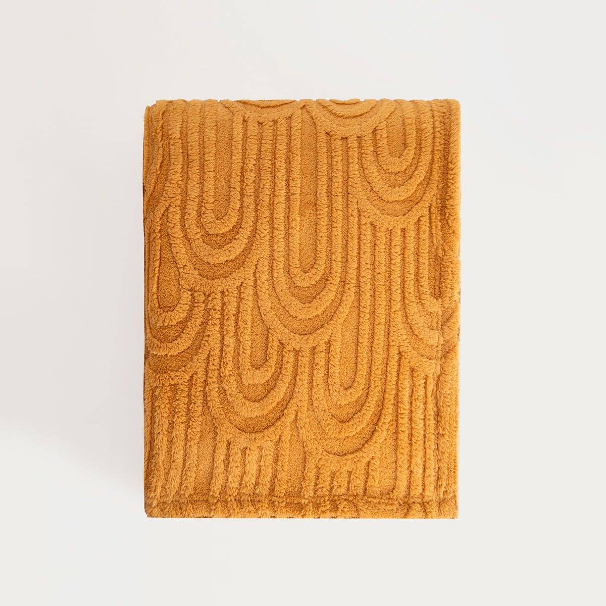 DARIN Soft Mustard Blanket with Structured Pattern 150x200cm