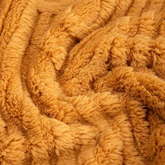 DARIN Soft Mustard Blanket with Structured Pattern 150x200cm