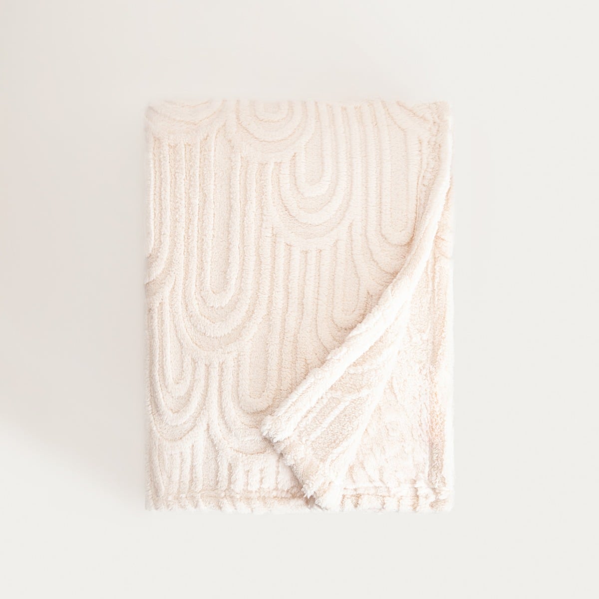 DARIN Soft Ecru Blanket with Structured Pattern 150x200cm