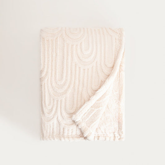 DARIN Soft Ecru Blanket with Structured Pattern 150x200cm