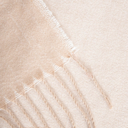 KALOR Beige Jacquard Pattern Blanket with Fringe 135x200cm