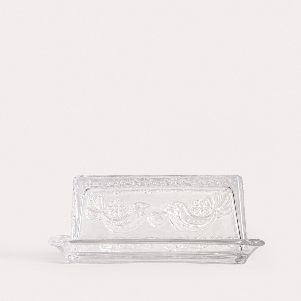 Creston Glass Butter Bowl with Bird Motif 17.5x7 cm
