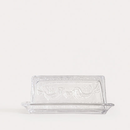Creston Glass Butter Bowl with Bird Motif 17.5x7 cm