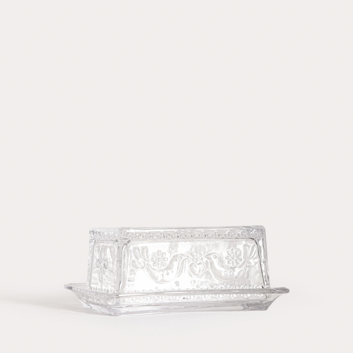 Creston Glass Butter Bowl with Bird Motif 17.5x7 cm