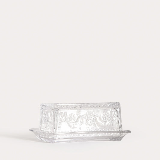 Creston Glass Butter Bowl with Bird Motif 17.5x7 cm