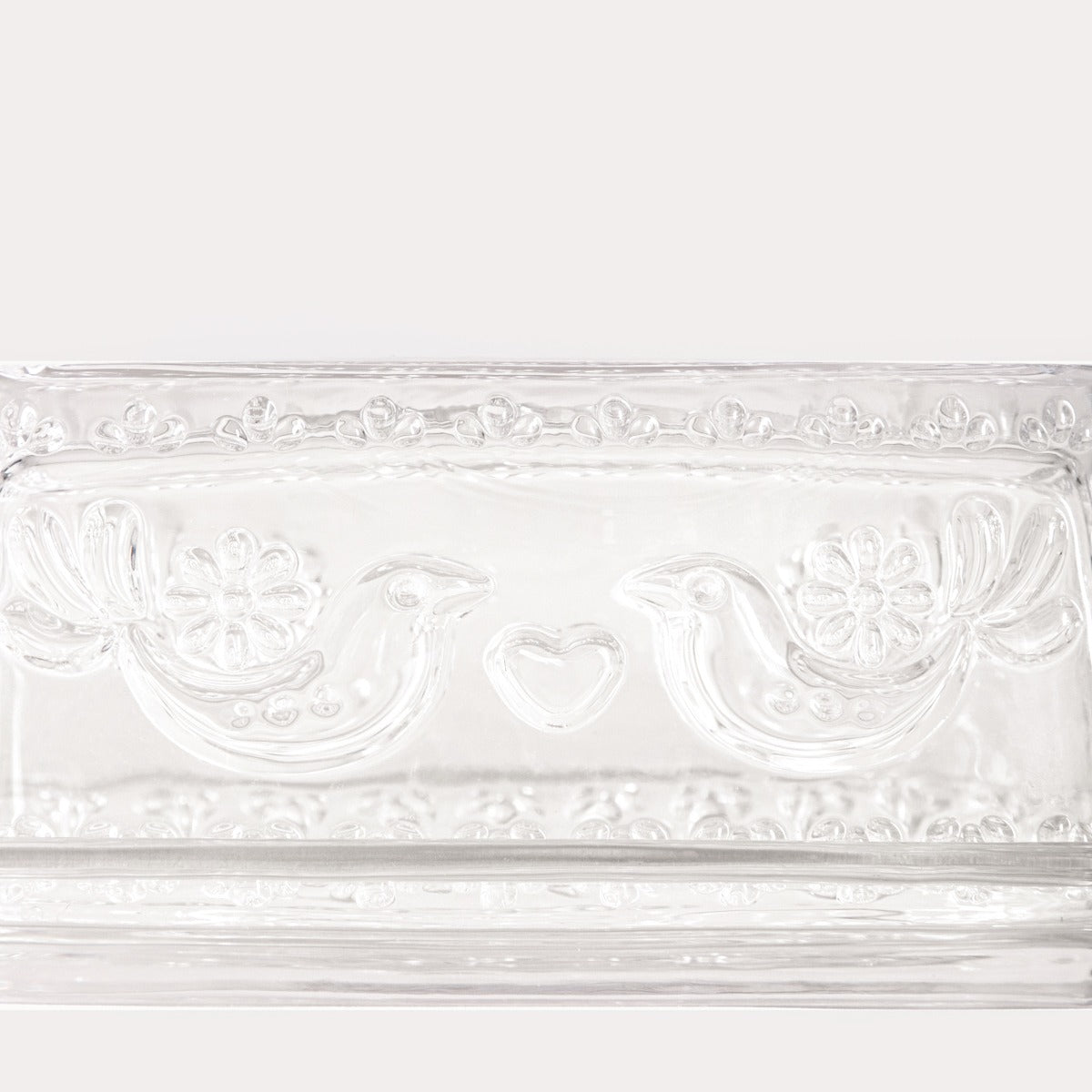 Creston Glass Butter Bowl with Bird Motif 17.5x7 cm