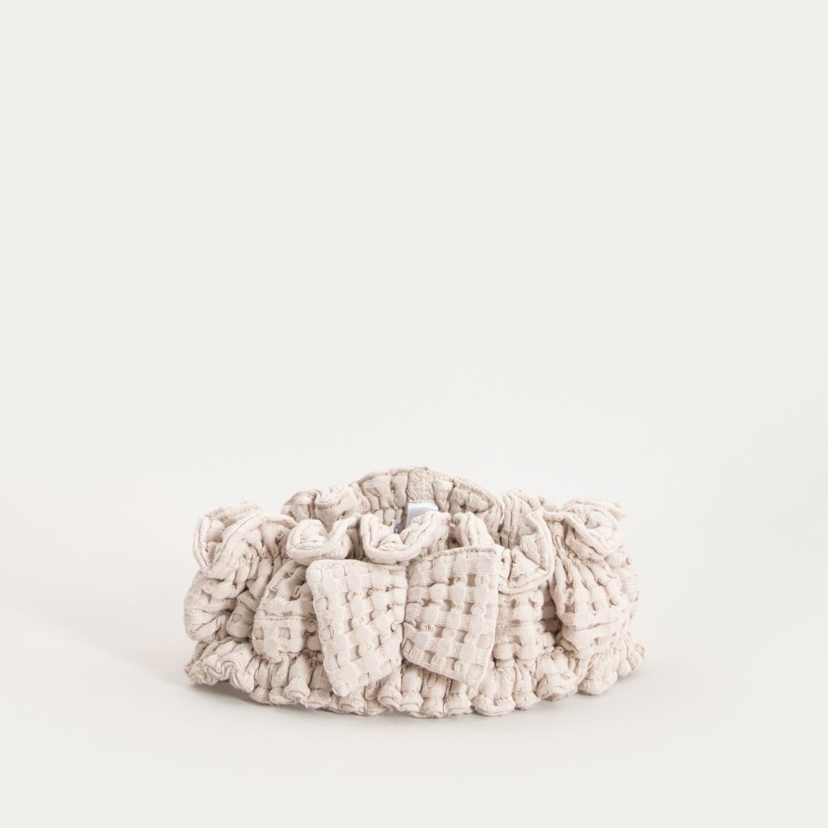 Beige Headband and Turban Set VAFFEL - 100% Cotton Waffle Texture