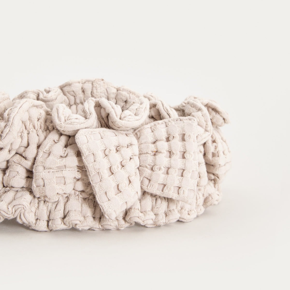 Beige Headband and Turban Set VAFFEL - 100% Cotton Waffle Texture