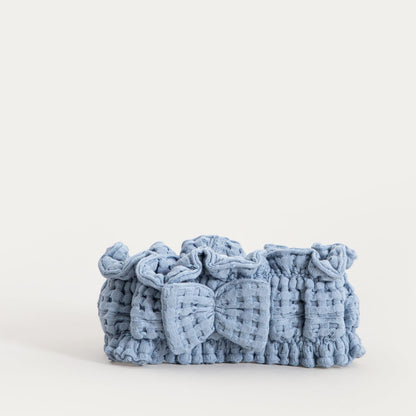 VAFFEL Blue Headband and Turban Set - Soft Cotton Bathroom Textiles