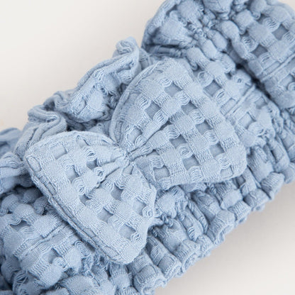 VAFFEL Blue Headband and Turban Set - Soft Cotton Bathroom Textiles