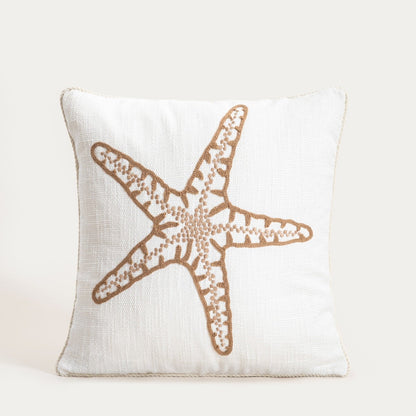PREM Embroidered Starfish Pillowcase with Corduroy Trim 45x45cm