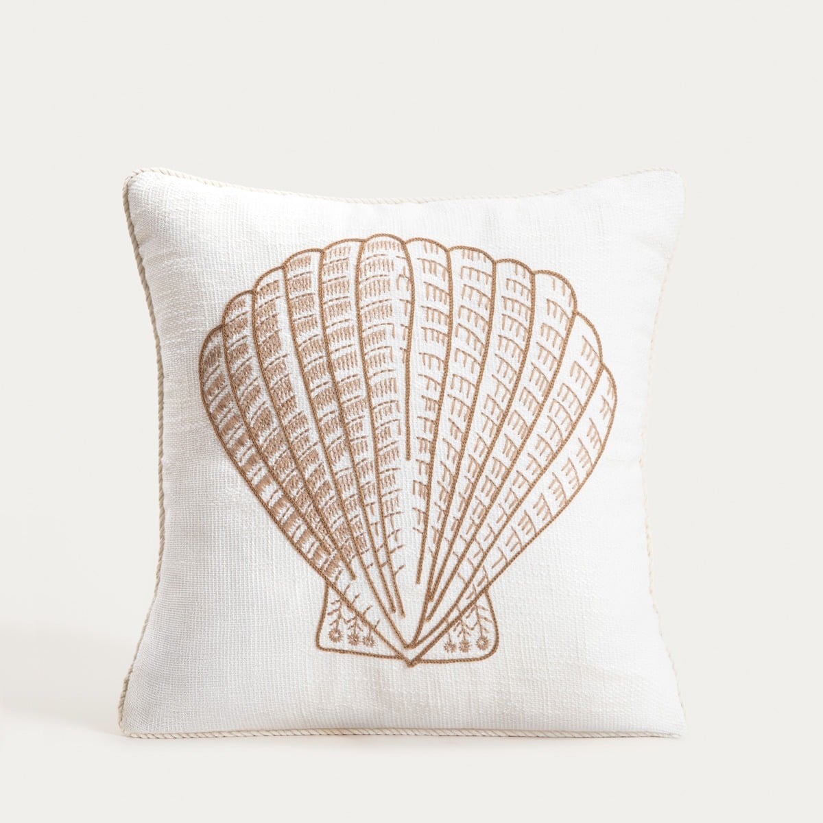 PREM Pillowcase with Embroidered Shell and Corduroy Trim 45x45cm