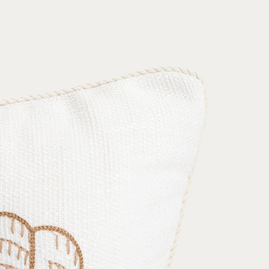 PREM Pillowcase with Embroidered Shell and Corduroy Trim 45x45cm