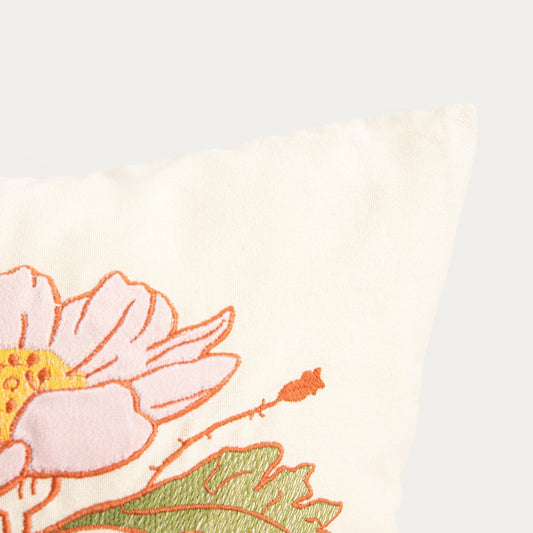 Kabir Linen Blend Pillowcase with Structured Flowers 45x45cm