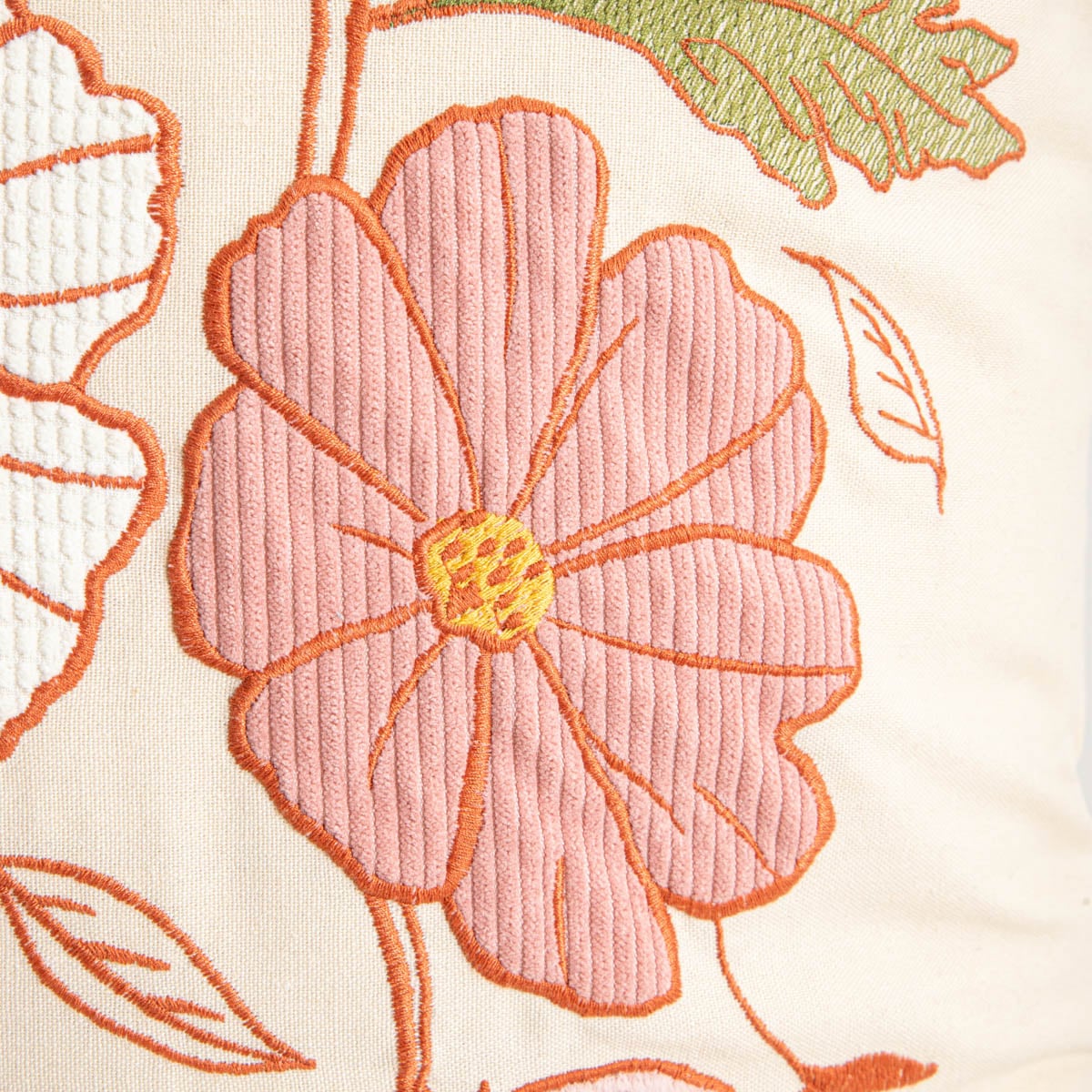 Kabir Linen Blend Pillowcase with Structured Flowers 45x45cm