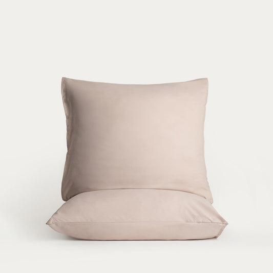 Set of Two MAISY Beige Microfibre Pillowcases 50x60 cm