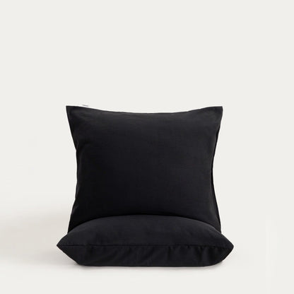 Set of Two MAISY Black Microfibre Pillowcases 50x60 cm