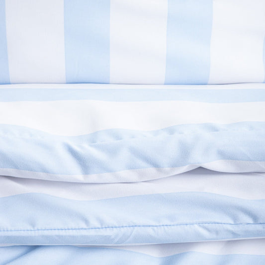 RAYAS Microfibre Bedding Set in White and Blue Stripes King Size