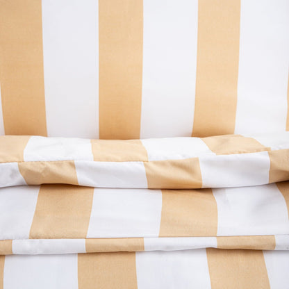 RAYAS Microfibre Bedding Set in Beige and White Stripes 160x200 cm