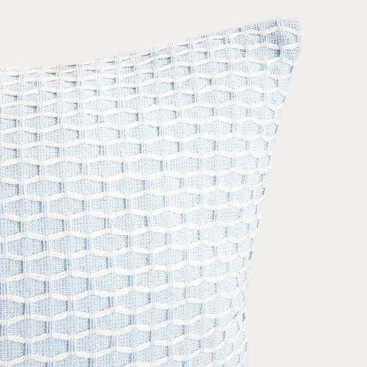 Poszewka RILEY Blue Cotton Cushion Cover with Geometric Stitching 45x45cm
