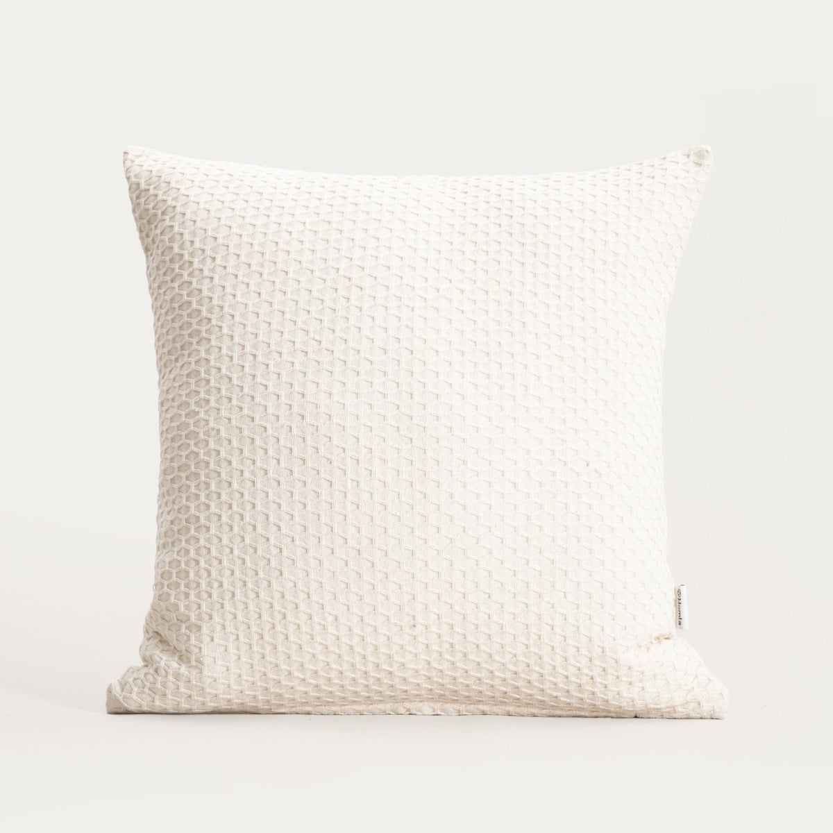 RILEY Ecru Cotton Pillowcase with Decorative Geometric Stitching 45x45cm