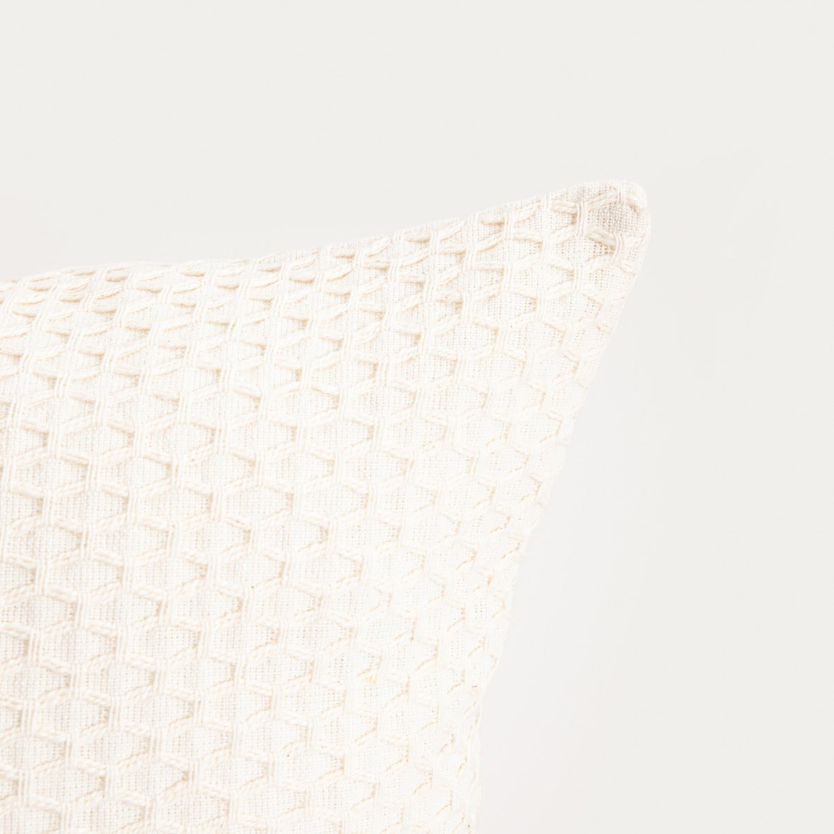 RILEY Ecru Cotton Pillowcase with Decorative Geometric Stitching 45x45cm