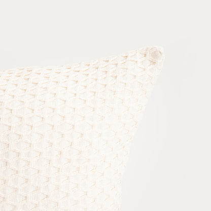 RILEY Ecru Cotton Pillowcase with Decorative Geometric Stitching 45x45cm