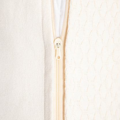 RILEY Ecru Cotton Pillowcase with Decorative Geometric Stitching 45x45cm