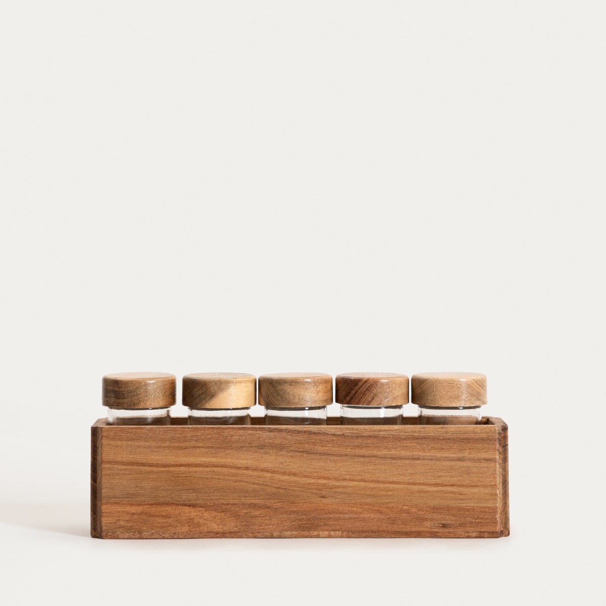 Set of 6 MOOKA Spice Containers with Acacia Wood Organiser
