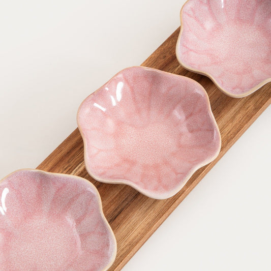 SAKURA Ceramic Serving Set with Pink Bowls, 4 Pieces