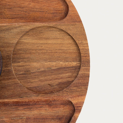 RAMBLA Ceramic Serving Bowl Set with Wooden Tray - 4 Pieces
