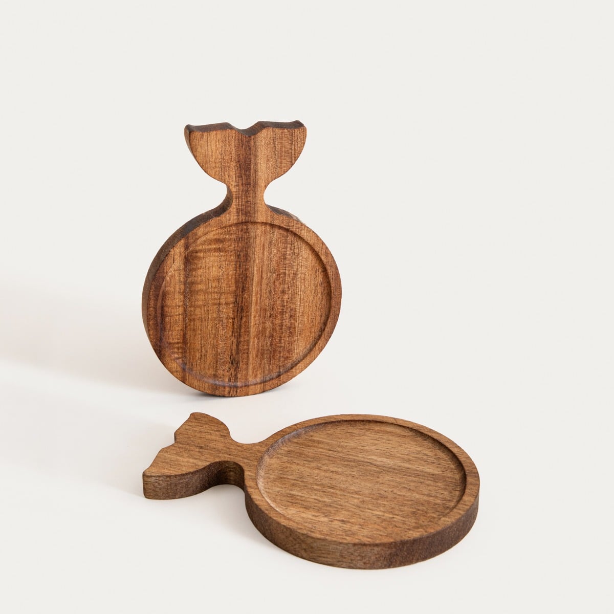Set of coasters Set of 2 MOOKA Fish-Shaped Acacia Wood Coasters 14x10cm