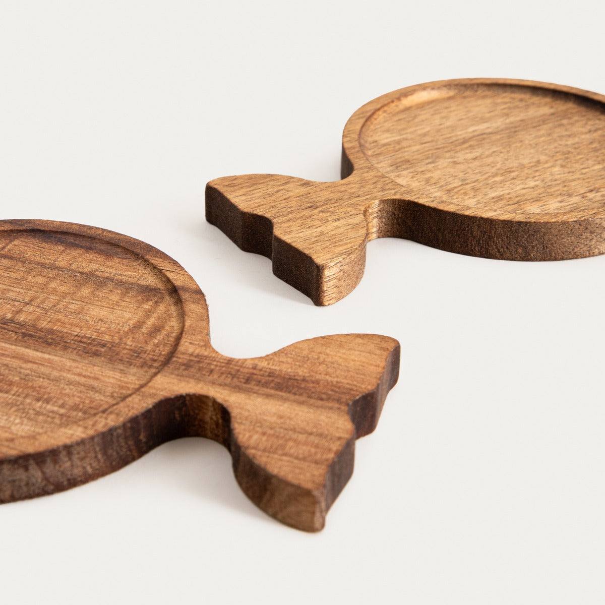 Set of coasters Set of 2 MOOKA Fish-Shaped Acacia Wood Coasters 14x10cm