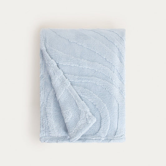 RAUL Blue Fluffy Blanket with Structured Pattern 150x200cm