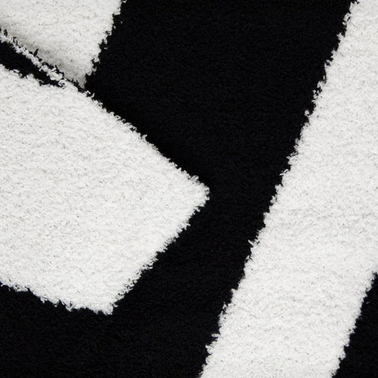 Koc Kobe Thick Jacquard Black and White Striped Blanket 130x170cm