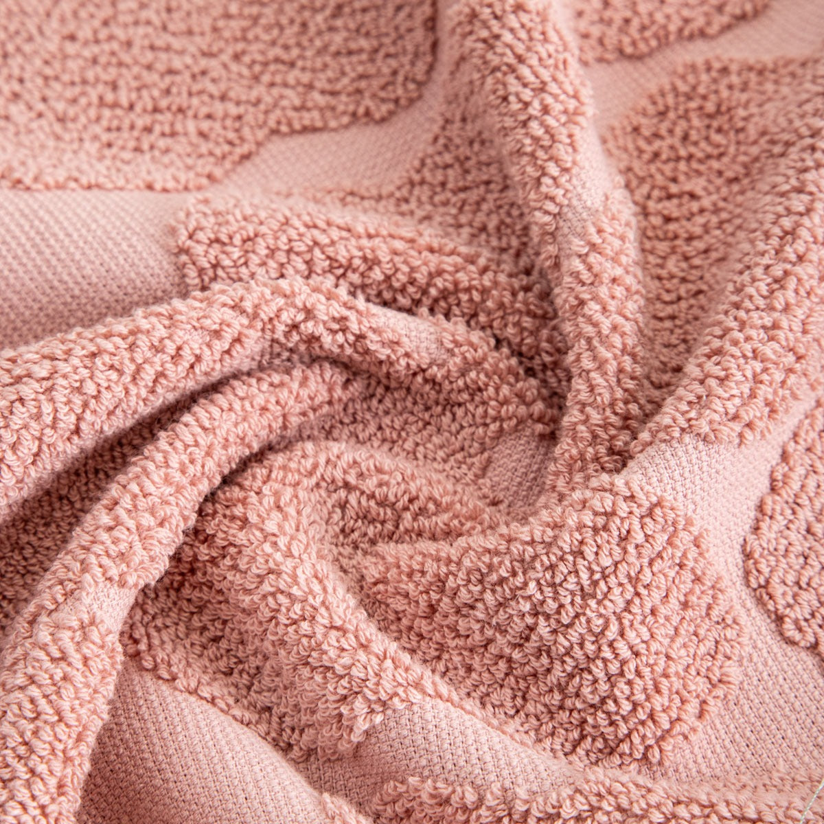 FLORES Pink Jacquard Cotton Towel 50x90 cm