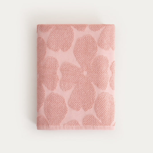 FLORES Pink Jacquard Cotton Towel 70x130 cm