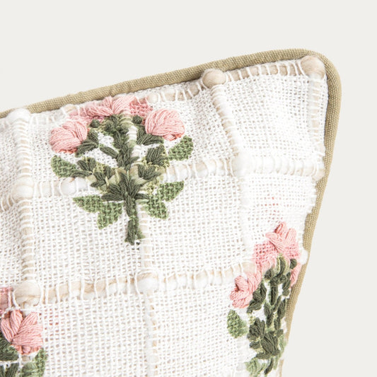 Poszewka INDIRA cotton kwiatowym haftem 45x45cm