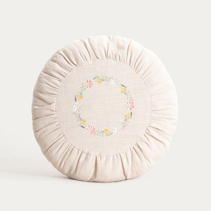 Poduszka BANF Ecru Cotton Decorative Pillow with Floral Embroidery 40x25x25cm
