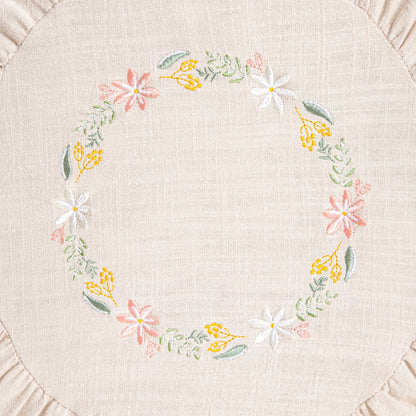 Poduszka BANF Ecru Cotton Decorative Pillow with Floral Embroidery 40x25x25cm