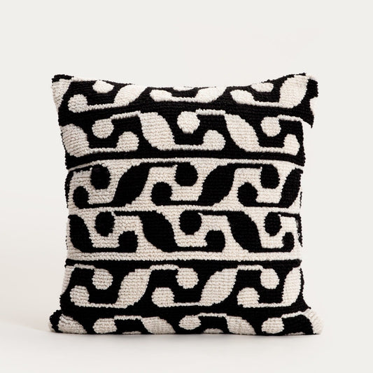 VIKAS Black and White Loop Knitted Pillowcase 45x45cm