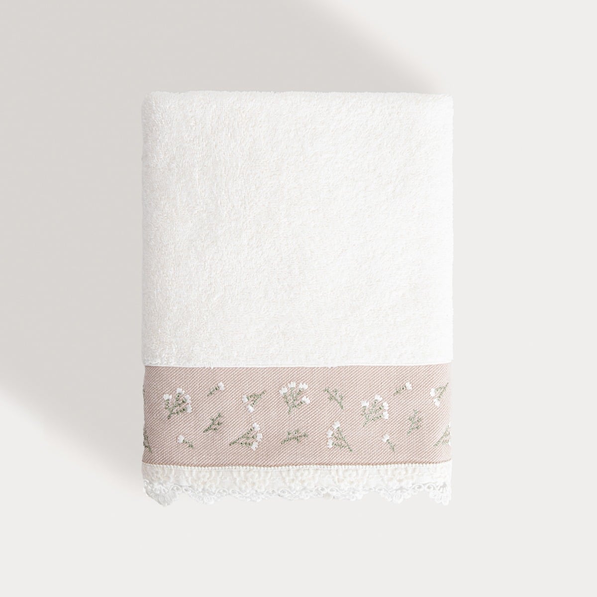 Velia Decorative Embroidered Bath Towel 70x130 cm Beige
